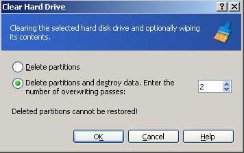 Delete all partitions