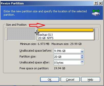 Shrink data partition