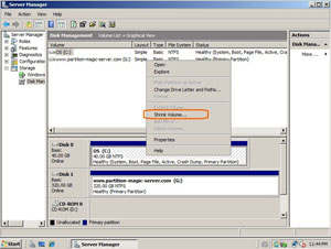 Shrink Windows 2008 partition