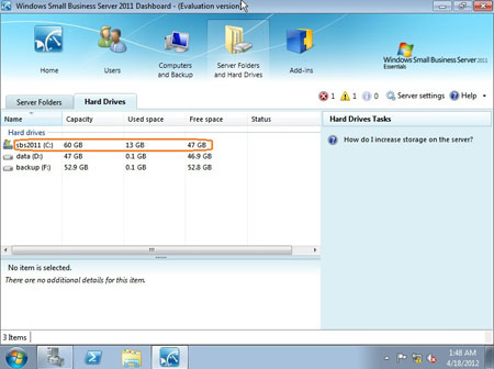 recommended os partition size sbs 2011 vpn