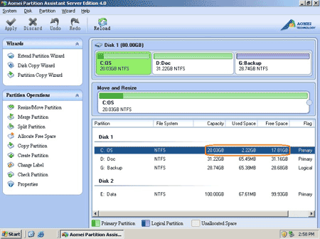 Partition software server2003