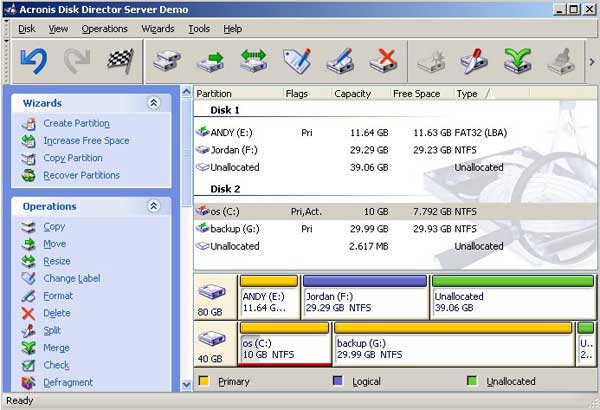 Disk Director-Hauptfenster