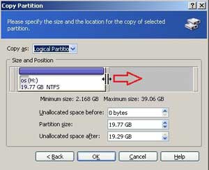 Specify partition size