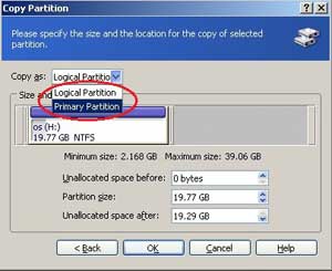 Select partition type