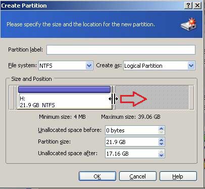 acronis true image create partition