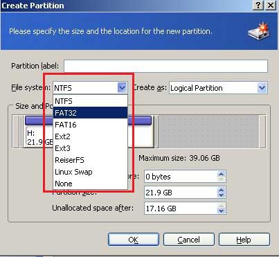Select file system