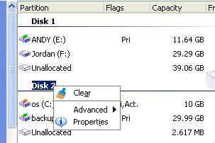 Delete all partitions