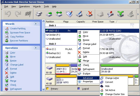 Disk Director main window