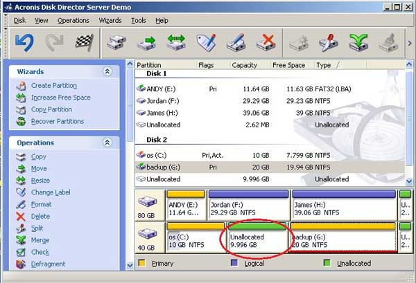how to move partition using acronis true image
