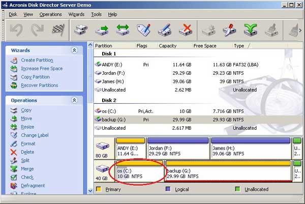 Disk Director main window