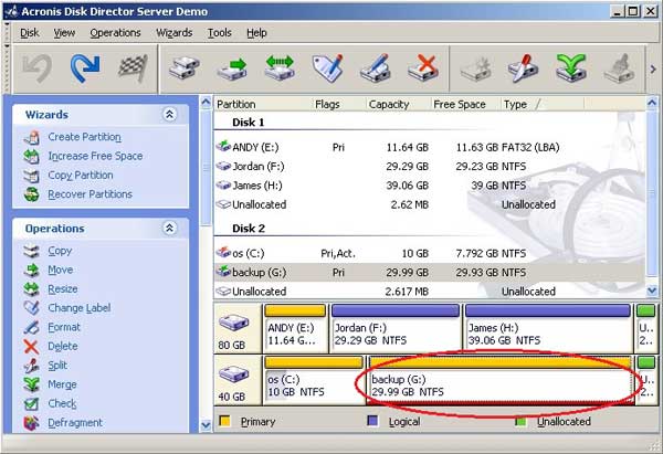 Disk Director main window