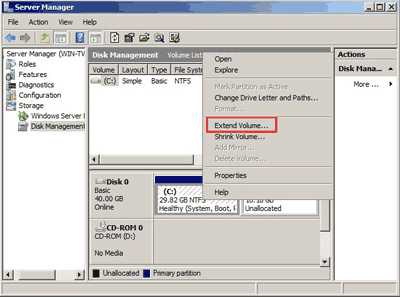 Extend Server 2008