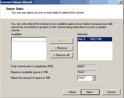 Extend Server 2008 drive