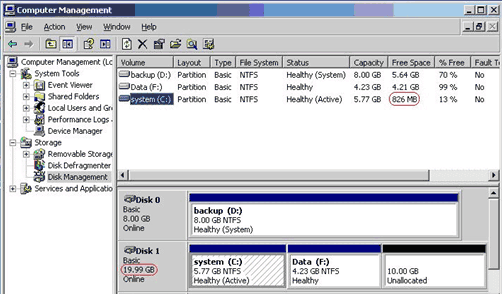 Breid C-schijf VMware uit