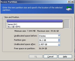 Redimensionner la partition