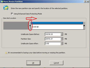 Shrink data partition