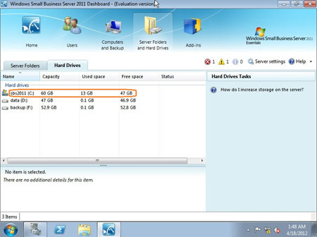 SBS 2011 hard drives