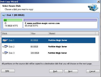 Select source disk