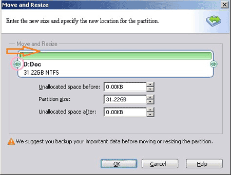 Shrink partition