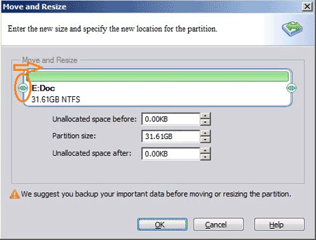 Resize partition