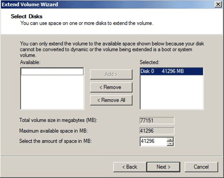 Extend 2008 partition