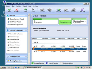 Unallocated space created