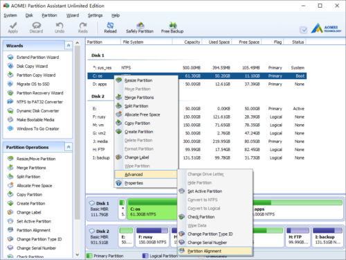 Align partition