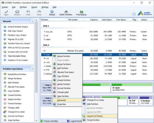 Convertir la partition logique