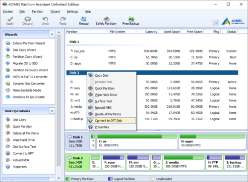 Convert MBR disk