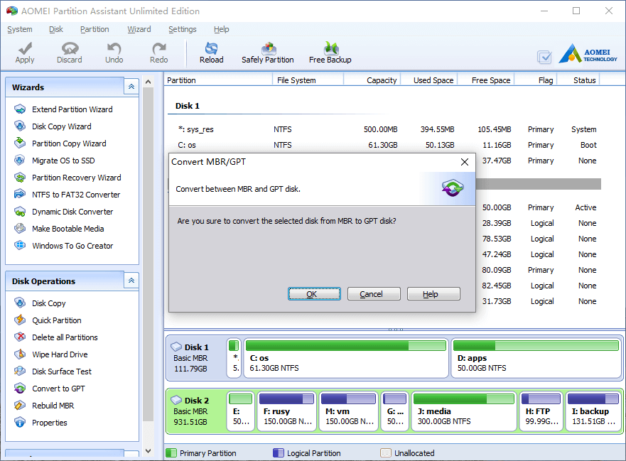 How To Convert MBR To GPT And Convert GPT To MBR Disk 