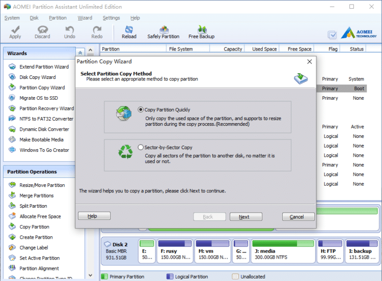How to copy partition with Partition Magic?