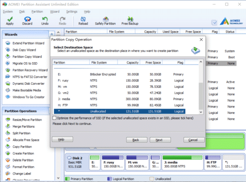 Copy to Unallocated