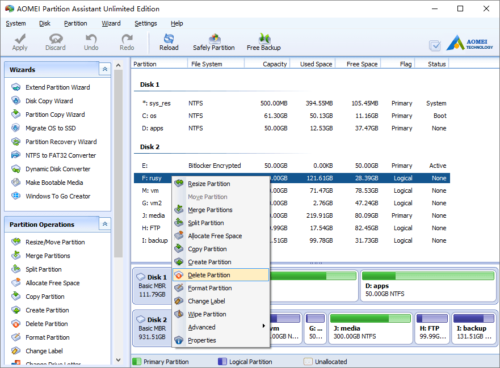 Delete partition