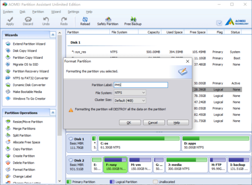 Partition de format