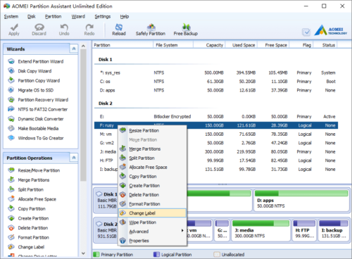 Label partition