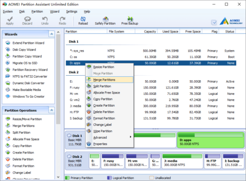 Merge partitions