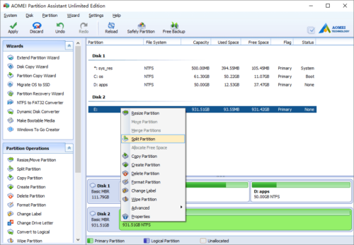 Split partition