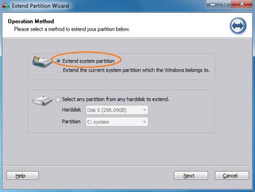 Extend system partition