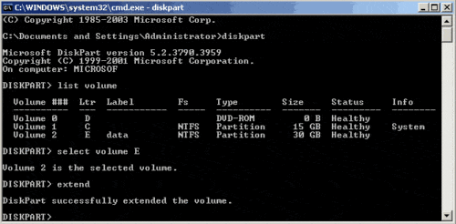 Diskpart extended