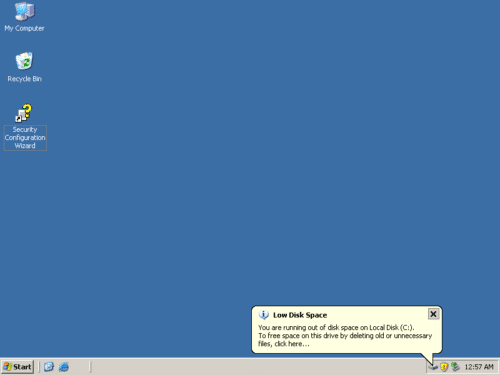 Low disk space 2003