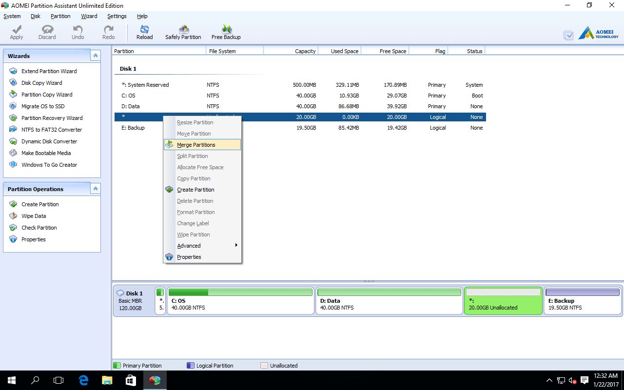 Easy method to add space to C drive in Windows Server 2016.