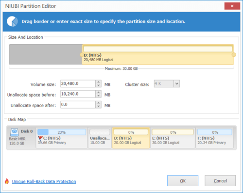 Déplacer la partition