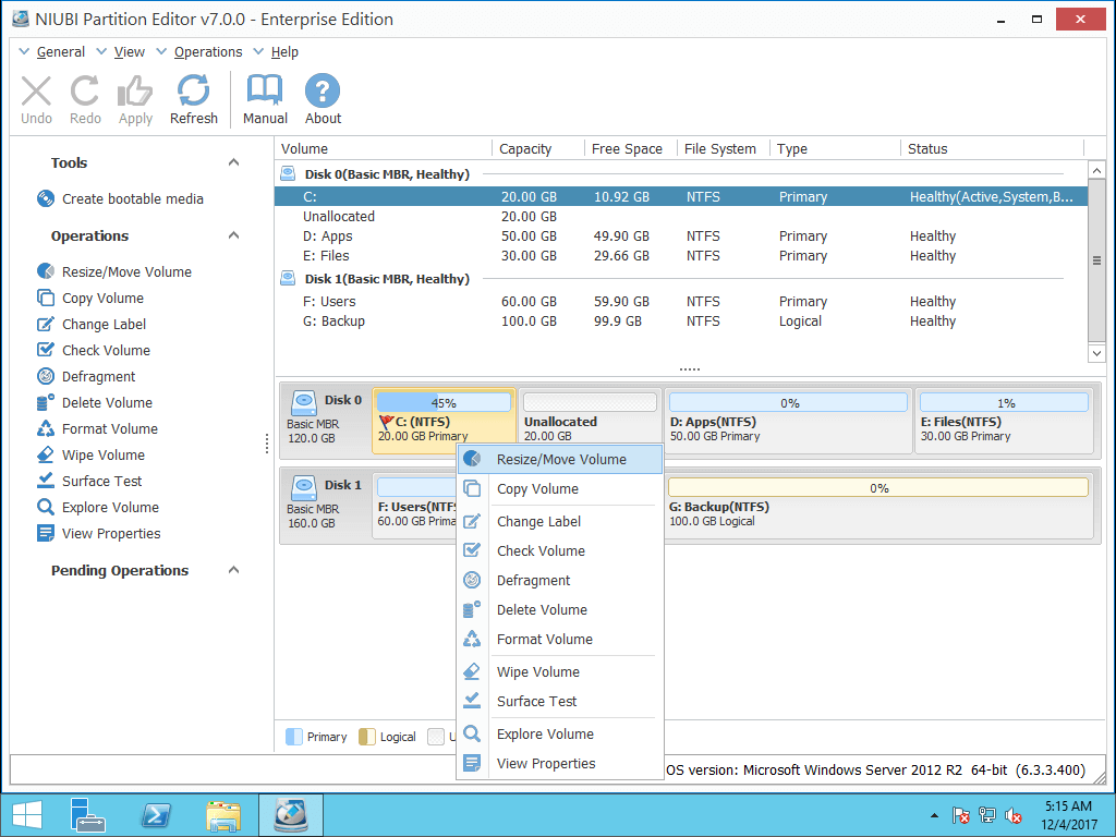 How to resize C drive in Windows Server 2012 (R2) with ease?