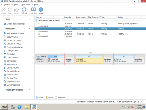 Merge unallocated