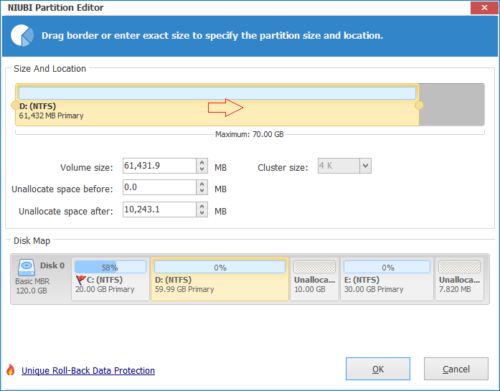 Déplacer la partition