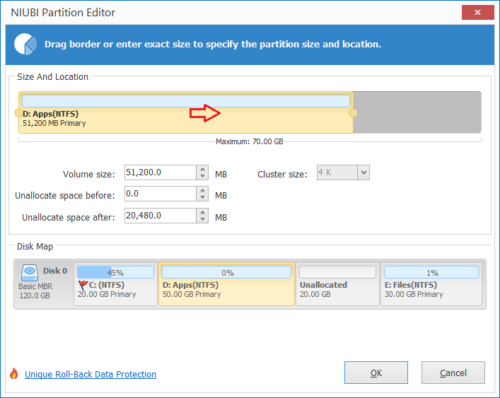 Déplacer la partition