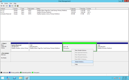 Delete extended partition