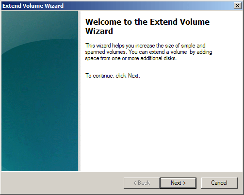 Extend Volume Wizard